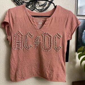 AC/DC Women's Studded Pink Tee